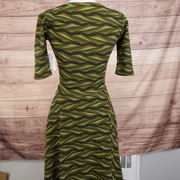 NWT LULAROE NICOLE GREEN SHORT SLEEVE DRESS WOMENS SIZE XXS 2XS NEW! - Picture 4 of 10